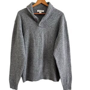 Pronto Uomo Lambswool Wool Sweater XL Gray Chawl Collar Grandpa Soft Preppy